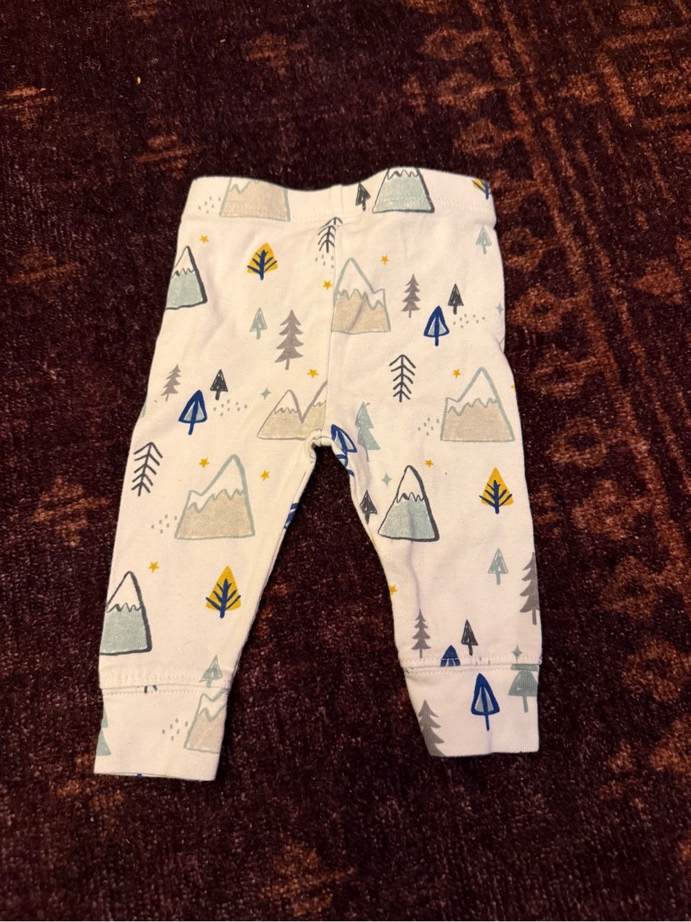 cloud island White Mountain Print Pants with Blue, Gray and Yellow Accents